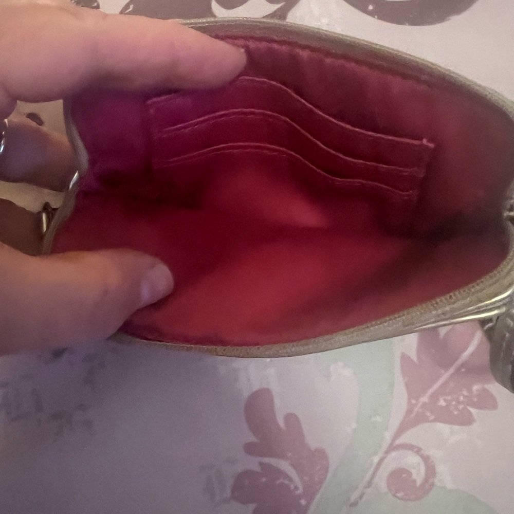 Coach Beige and Gold Wristlet - Picture 3 of 9